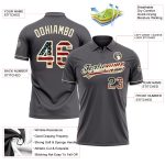 Custom Performance Vapor Golf Polo Shirt with Vintage USA Flag Design - Steel Gray, Team Name and Number Personalized Steel