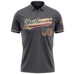 Custom Performance Vapor Golf Polo Shirt with Vintage USA Flag Design - Steel Gray, Team Name and Number Personalized Steel