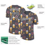 Custom Oktoberfest Beer Festival T-Shirt with Team Name and Number, 3D Pattern Design in Steel Gray and White Personalized