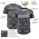 Custom Name Number Authentic 3D Pattern Baseball Jersey Ship Frigate Seagulls Design in Steel Gray and White Personalized
