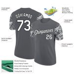 Custom Team Name Number Vintage Military T-Shirt 3D Pattern Design Steel Gray White Black Performance Apparel Personalized