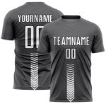 Custom Soccer Uniform Jersey with Personalized Name and Number, Steel Gray with White-Black Arrow Shapes Personalized Steel