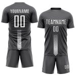 Custom Soccer Uniform Jersey with Personalized Name and Number, Steel Gray with White-Black Arrow Shapes Personalized Steel