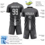 Custom Soccer Uniform Jersey with Personalized Name and Number, Steel Gray with White-Black Arrow Shapes Personalized Steel