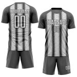 Custom Ethnic Stripes Soccer Jersey with Personalized Name and Number - Steel Gray White-Black Team Uniform Personalized