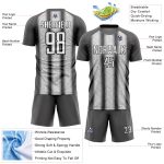 Custom Ethnic Stripes Soccer Jersey with Personalized Name and Number - Steel Gray White-Black Team Uniform Personalized