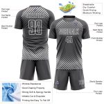 Custom Diagonal Lines Soccer Jersey - Steel Gray and White Sublimation Uniform Personalized Steel Gray White Diagonal Lines