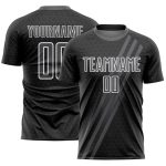 Custom Name and Number Soccer Jersey - Personalized Steel Gray White Diagonal Lines Sublimation Team Uniform Personalized