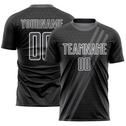 Custom Name and Number Soccer Jersey - Personalized Steel Gray White Diagonal Lines Sublimation Team Uniform Personalized