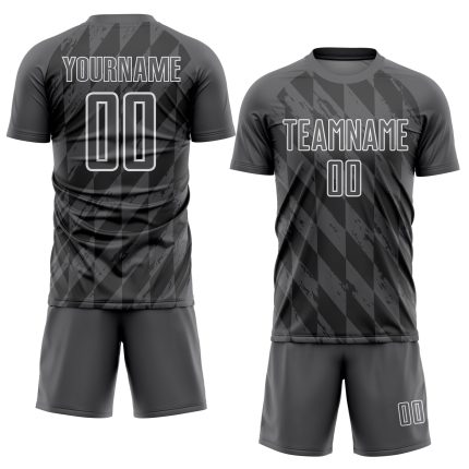 Custom Geometric Shapes Soccer Jersey - Personalized Steel Gray & White Team Uniform with Custom Name and Number Personalized