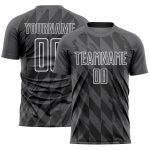 Custom Geometric Shapes Soccer Jersey - Personalized Steel Gray & White Team Uniform with Custom Name and Number Personalized