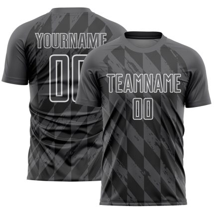 Custom Geometric Shapes Soccer Jersey - Personalized Steel Gray & White Team Uniform with Custom Name and Number Personalized