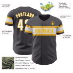 Custom Authentic Baseball Jersey with Personalized Name and Number in Steel Gray White-Gold Personalized Steel Gray White-Gold