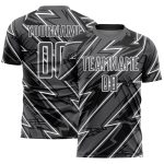 Custom Team Soccer Jersey with Personalized Name and Number - Steel Gray White Lightning Sublimation Design Personalized