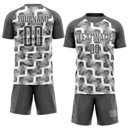 Custom Soccer Jersey - Steel Gray with White Lines - Personalized Sublimation Personalized Steel Gray White Lines Sublimation