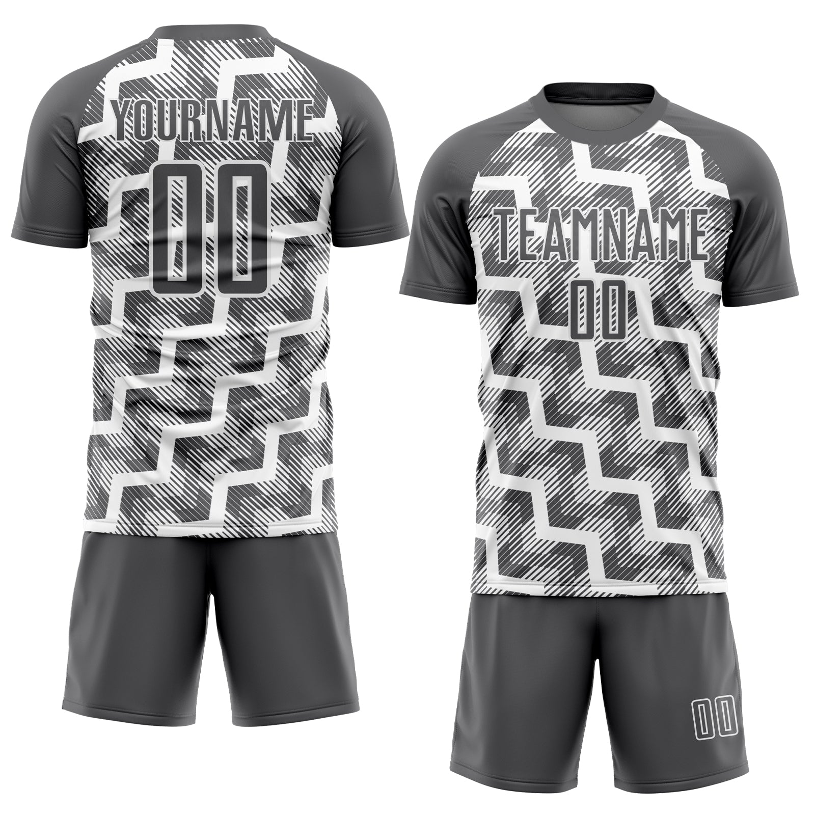 Personalized Steel Gray White Lines Sublimation Soccer Uniform Jersey Custom Soccer Jersey - Steel Gray with White Lines - Personalized Sublimation Personalized Steel Gray White Lines Sublimation - Image 2