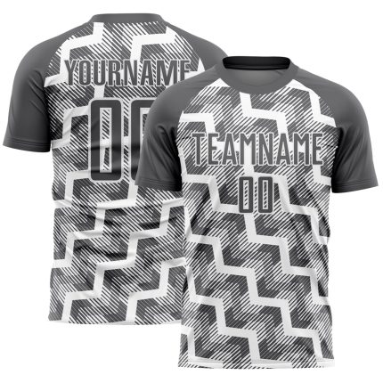 Custom Soccer Jersey - Steel Gray with White Lines - Personalized Sublimation Personalized Steel Gray White Lines Sublimation