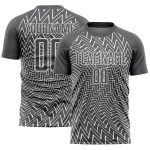 Custom Soccer Uniform Jersey with Personalized Name and Number - Steel Gray with White Lines Personalized Steel Gray White