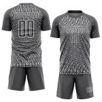 Custom Soccer Uniform Jersey with Personalized Name and Number - Steel Gray with White Lines Personalized Steel Gray White