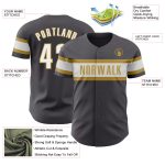 Personalized Authentic Baseball Jersey in Steel Gray and White with Old Gold Trim Personalized Steel Gray White-Old Gold