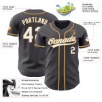 Customizable Baseball Jersey in Steel Gray White and Old Gold - Personalize Name and Number Personalized Steel Gray White-Old