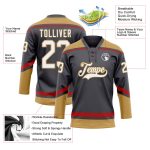 Custom Name and Number Hockey Jersey - Personalized Steel Gray White Old Gold-Red Lace Neck Team Apparel Personalized Steel