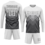 Personalized Sublimation Soccer Jersey - Steel Gray and White Uniform Personalized Steel Gray White Sublimation Soccer Uniform