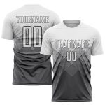 Personalized Sublimation Soccer Jersey - Steel Gray and White Uniform Personalized Steel Gray White Sublimation Soccer Uniform
