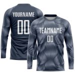 Custom Name and Number Soccer Jersey - Personalized Steel Gray and White Sublimation Team Uniform Personalized Steel Gray