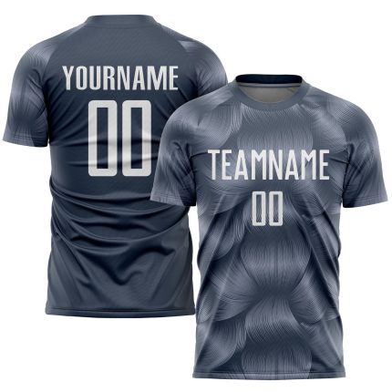 Custom Name and Number Soccer Jersey - Personalized Steel Gray and White Sublimation Team Uniform Personalized Steel Gray