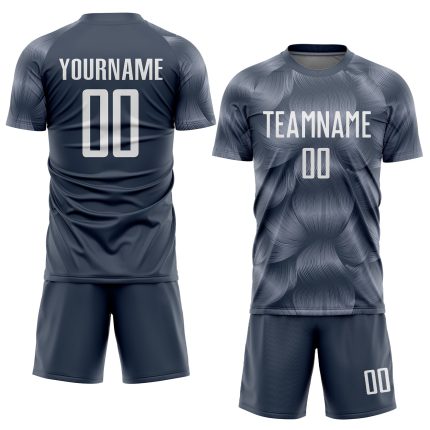 Custom Name and Number Soccer Jersey - Personalized Steel Gray and White Sublimation Team Uniform Personalized Steel Gray