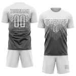 Personalized Sublimation Soccer Jersey - Steel Gray and White Uniform Personalized Steel Gray White Sublimation Soccer Uniform