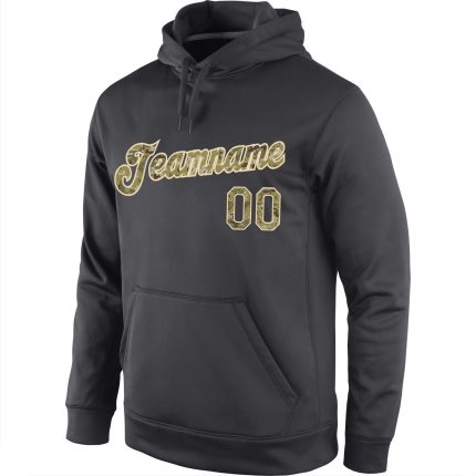 Custom Name Number Hoodie, Anthracite Camo-Cream Sports Pullover Sweatshirt, Personalized Team Apparel Personalized Stitched