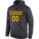 Custom Name and Number Gold-Black Anthracite Sports Hoodie Pullover Sweatshirt - Personalized Team Gear Personalized Stitched