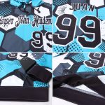 Custom Name and Number Sports Hoodie - Personalized Aqua Black-White 3D Pattern Pullover Sweatshirt Personalized Stitched
