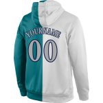 Custom Aqua Gray Navy Sports Hoodie with Personalized Name & Number - Fashion Pullover Sweatshirt Personalized Stitched Aqua