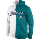 Custom Aqua Gray Navy Sports Hoodie with Personalized Name & Number - Fashion Pullover Sweatshirt Personalized Stitched Aqua