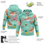 Tropical Christmas Santa Reindeer Flamingo Hooded Sweatshirt Custom Name Number Aqua Pink Brown Pullover Personalized Stitched