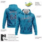Custom Name Number Sports Hoodie with 3D Pattern Personalized Aqua Navy-White Pullover Sweatshirt Personalized Stitched Aqua