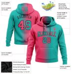 Custom Name Number Hoodie Sports Pullover Sweatshirt Aqua Neon Pink Black Gradient Fashion Design Personalized Stitched Aqua