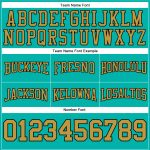Custom Name and Number Aqua Old Gold-Black Football Hoodie Pullover Sweatshirt - Personalized Team Apparel Personalized Stitched