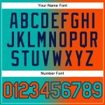 Custom Aqua Orange-Navy Gradient Pullover Hoodie with Team Name & Number - Personalized Sports Sweatshirt Personalized Stitched