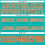 Custom Team Name Number Hoodie Sweatshirt - Personalized Aqua Orange-White Stitched Football Pullover Personalized Stitched
