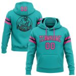 Custom Name and Number Football Hoodie Sweatshirt - Personalized Aqua Pink Black Team Pullover Personalized Stitched Aqua