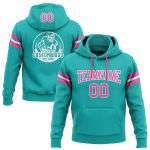 Custom Name Number Pullover Hoodie Aqua Pink White Football Sweatshirt - Personalized Stitched Team Apparel Personalized