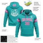 Custom Name Number Pullover Hoodie Aqua Pink White Football Sweatshirt - Personalized Stitched Team Apparel Personalized