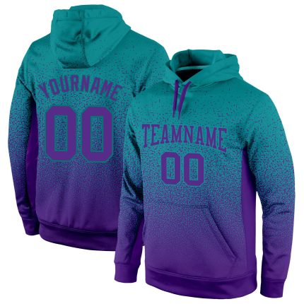 Custom Name Number Pullover Hoodie Aqua Purple Fade Fashion Sports Sweatshirt Personalized Stitched Aqua Purple Fade Fashion