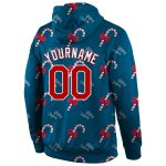 Personalized Christmas 3D Sports Hoodie Stitched Aqua Red-White Pullover Sweatshirt Personalized Stitched Aqua Red-White
