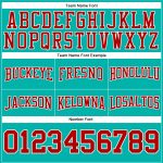 Custom Team Football Hoodie with Personalized Name & Number - Aqua Red-White Pullover Sweatshirt Personalized Stitched Aqua