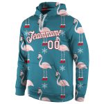 Custom Team Name Number 3D Sweatshirt Hoodie Personalized Aqua Red Christmas Pullover Personalized Stitched Aqua White-Red